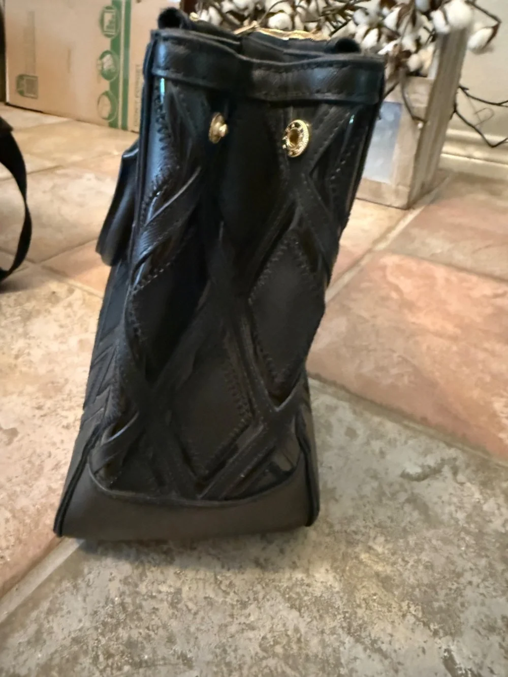 Tory Burch Black Satchel with Gold Hardware